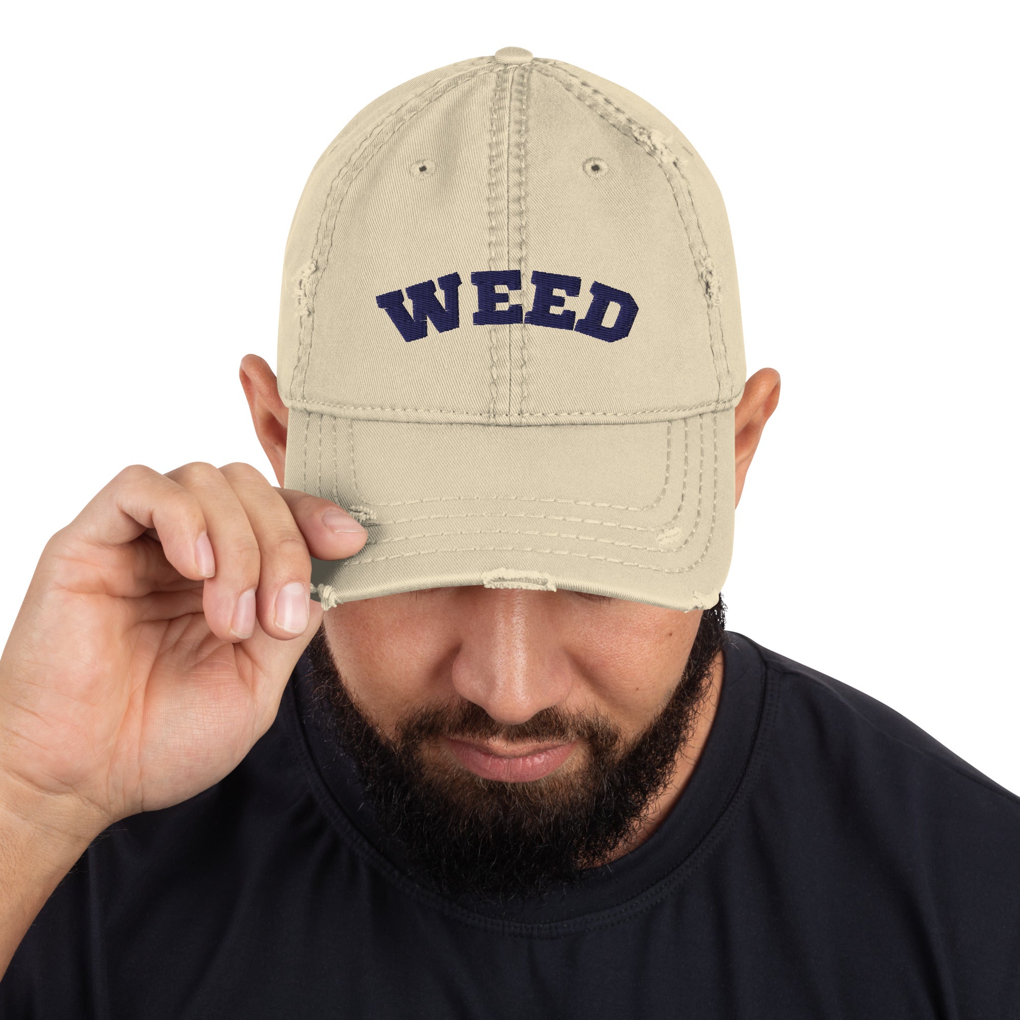 Weed Distressed Dad Hat